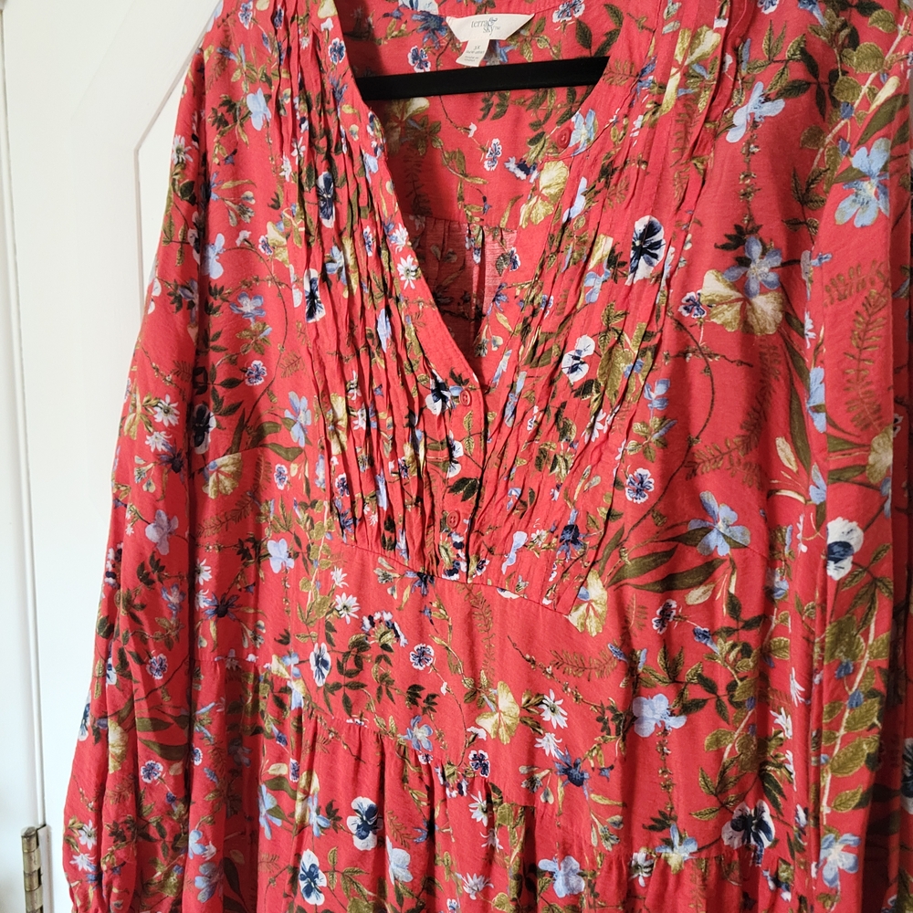 Terra & Sky Orange Floral Dress 24/26 - Picture 4 of 8